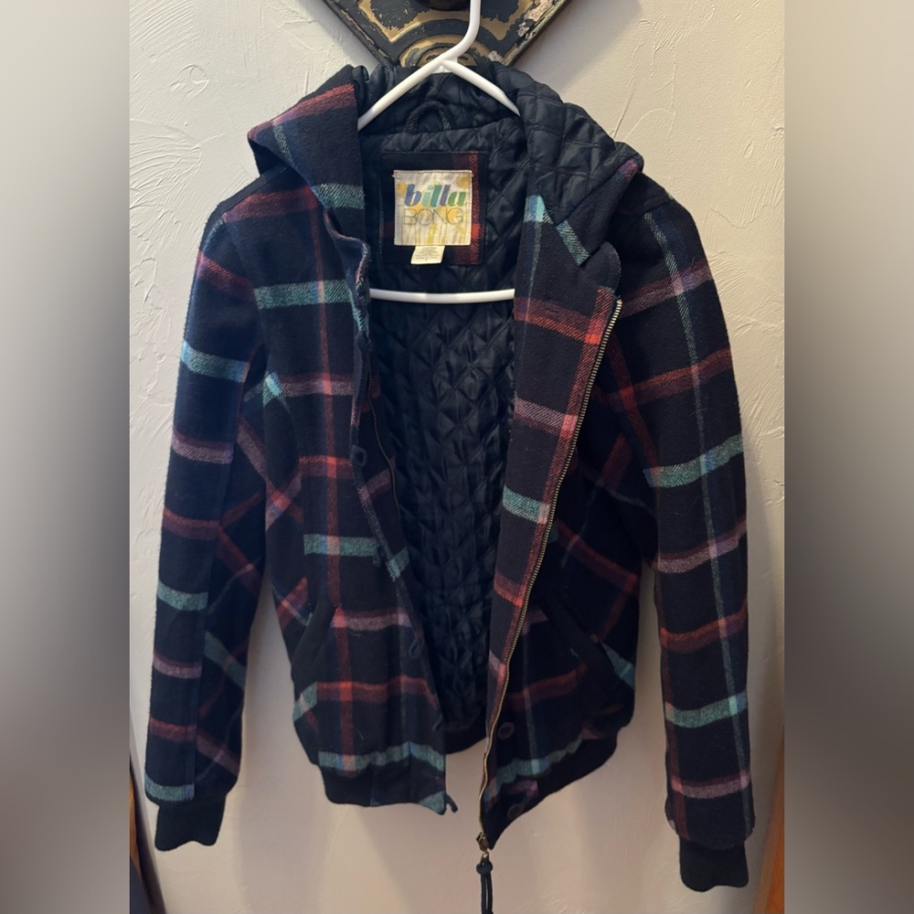 Billabong Multicolor Plaid Hooded Jacket
